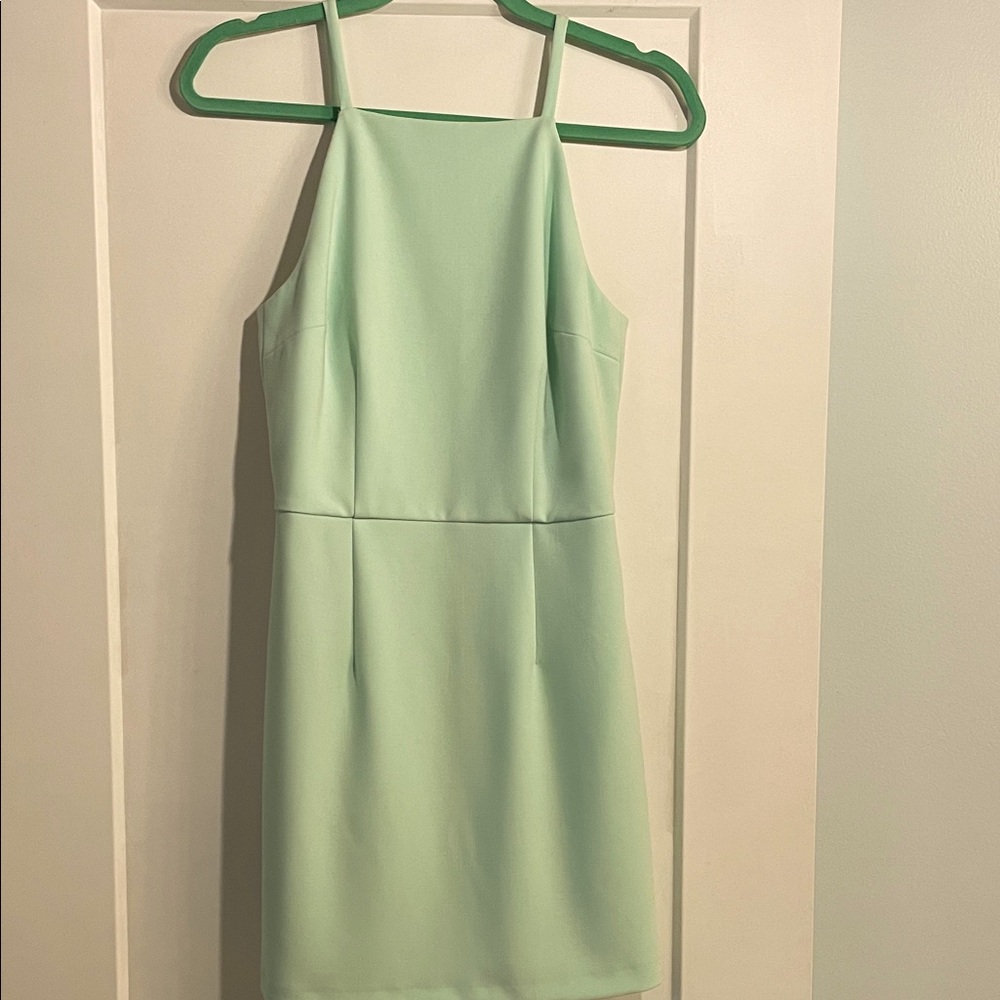 French Connection Spaghetti Strap Dress Size 4 Aqua Color Lined Top A~Line